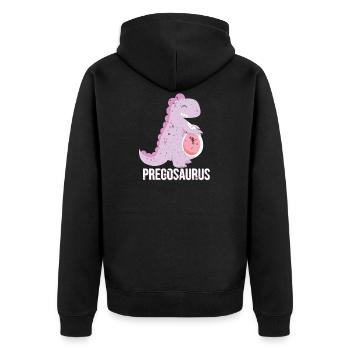 Pregosaurus T Shirt Funny Dinosaur Pregnancy Shirt - Unisex Premium Bio Zip Hoodie - Schwarz - Hinten - Nico (187cm)
