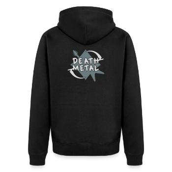 Death Metal Geschenk Weihnachten - Unisex Premium Bio Zip Hoodie - Schwarz - Hinten - Nico (187cm)
