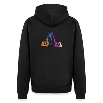 DJ CAT - Unisex Premium Organic Zip Hoodie - black - Back - Nico (187cm)
