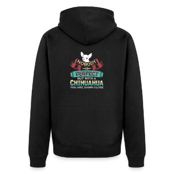 Chihuahua - Unisex Premium Bio Zip Hoodie - Schwarz - Hinten - Nico (187cm)