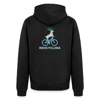 REHCYCLING - Unisex Premium Organic Zip Hoodie - black - Back - Nico (187cm)