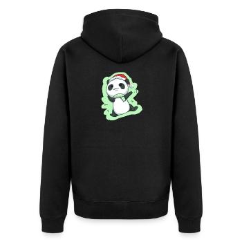 Panda Weihnachten Pandabär Weihnachtlich Niedlich - Unisex Premium Bio Zip Hoodie - Schwarz - Hinten - Nico (187cm)