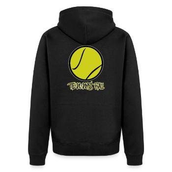 Tennis ball - Unisex Premium Organic Zip Hoodie - black - Back - Nico (187cm)