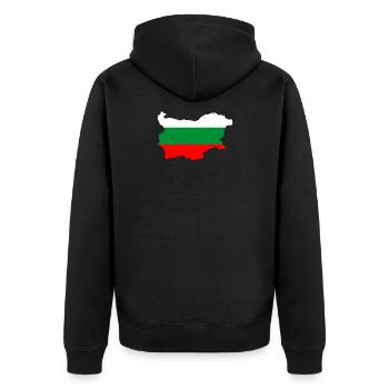 Bulgarische Flagge Umriss Bulgaria Bulgarien - Unisex Premium Bio Zip Hoodie - Schwarz - Hinten - Nico (187cm)