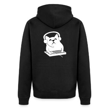 Gamer Katze Computer Zocker lustiges Gaming Shirt - Unisex Premium Bio Zip Hoodie - Schwarz - Hinten - Nico (187cm)