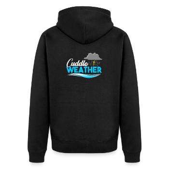 Kuschel Wetter Regen Gewitter Kuscheldecke - Unisex Premium Bio Zip Hoodie - Schwarz - Hinten - Nico (187cm)