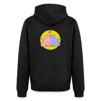 Katzen - Unisex Premium Bio Zip Hoodie - Schwarz - Hinten - Nico (187cm)