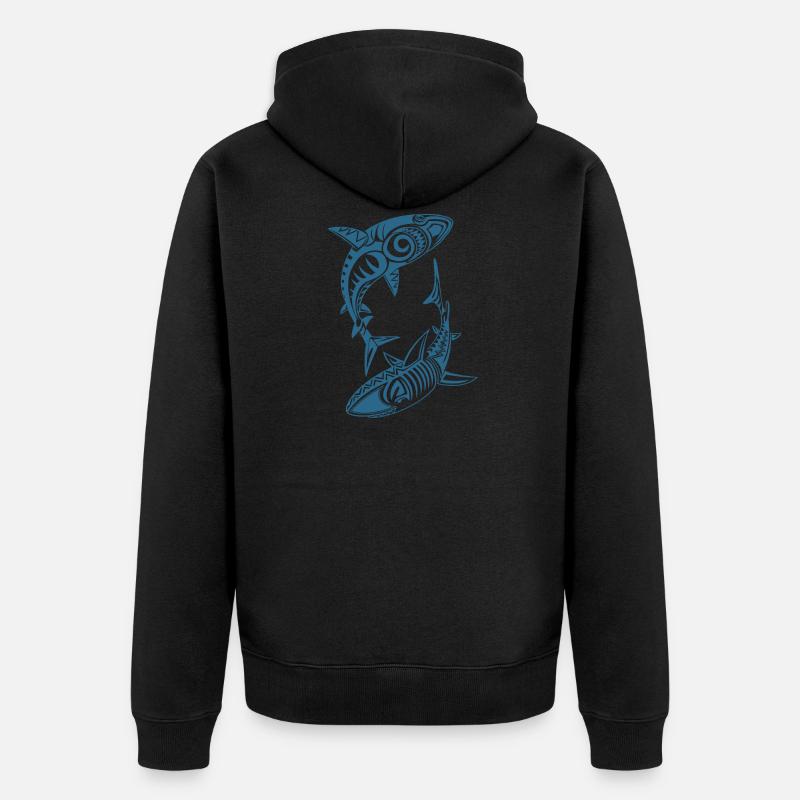 Motif Requin - Mer du Sud - Veste à capuche bio Premium Unisexe - noir