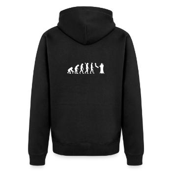 Evolution Dracula - Unisex Premium Bio Zip Hoodie - Schwarz - Hinten - Nico (187cm)