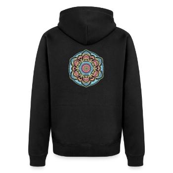 Hindu Mandala - Unisex Premium Organic Zip Hoodie - black - Back - Nico (187cm)