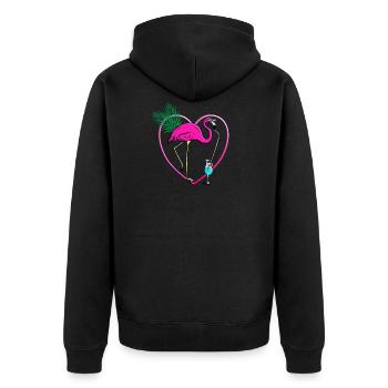 Flamingo cocktail - Unisex Premium Organic Zip Hoodie - black - Back - Nico (187cm)