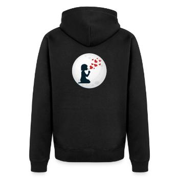 Girlinthemoon - Unisex Premium Bio Zip Hoodie - Schwarz - Hinten - Nico (187cm)