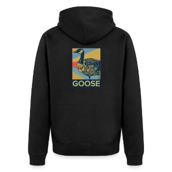 Gans Wildgans - Unisex Premium Bio Zip Hoodie - Schwarz - Hinten - Nico (187cm)