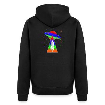 Saturn - Unisex Premium Organic Zip Hoodie - black - Back - Nico (187cm)