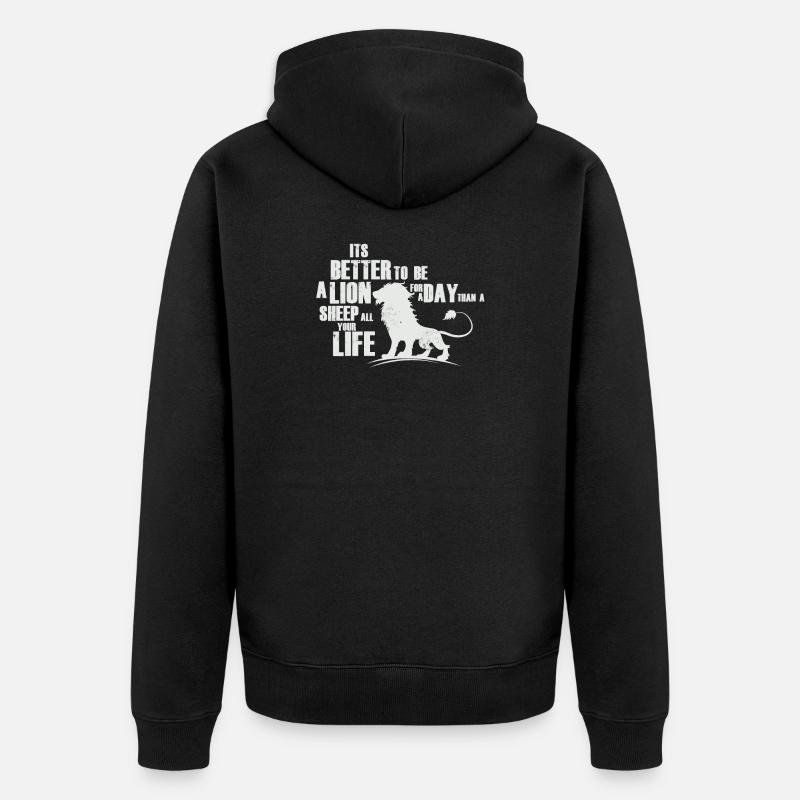 Löwe - Unisex Premium Bio Zip Hoodie - Schwarz
