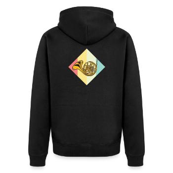 French Horn - Unisex Premium Bio Zip Hoodie - Schwarz - Hinten - Nico (187cm)
