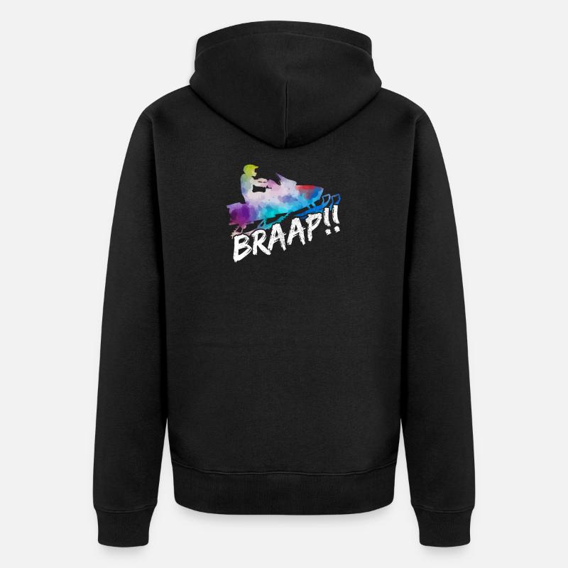 Braap! Schneemobil Geschenk - Unisex Premium Bio Zip Hoodie - Schwarz