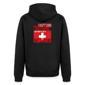Je n'ai pas besoin de thérapie - Aller en Suisse - Veste à capuche bio Premium Unisexe - noir - Dos - Nico (187cm)