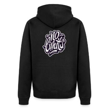NO LIMITS Print - Unisex Premium Bio Zip Hoodie - Schwarz - Hinten - Nico (187cm)