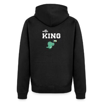 King Dino with Smartphone T-Shirt - Unisex Premium Organic Zip Hoodie - black - Back - Nico (187cm)