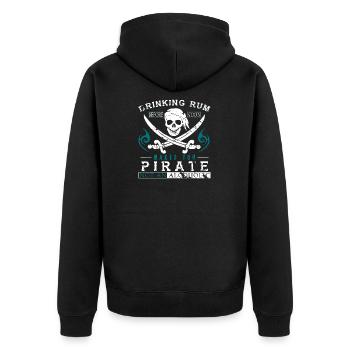Drinking rum makes you a pirate gift - Unisex Premium Organic Zip Hoodie - black - Back - Nico (187cm)