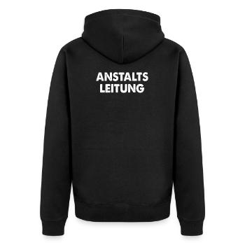 anstalts leitung - Unisex Premium Bio Zip Hoodie - Schwarz - Hinten - Nico (187cm)