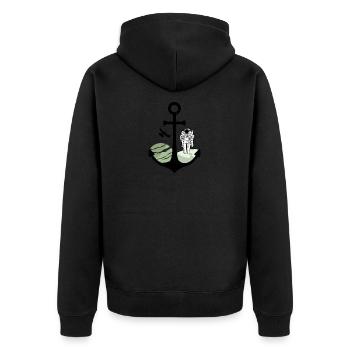 Anchor Astronaut Moon Extraordinary - Unisex Premium Organic Zip Hoodie - black - Back - Nico (187cm)