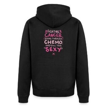 Cancer Fight Fuck Cancer Gift - Unisex Premium Organic Zip Hoodie - black - Back - Nico (187cm)