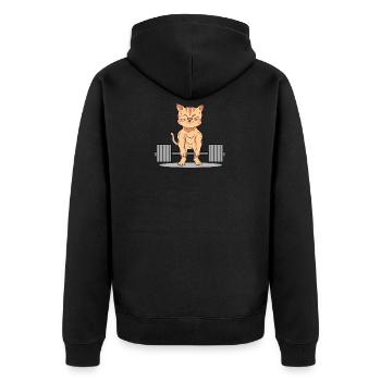 Cats weight lifting dumbbell bodybuilding gift - Unisex Premium Organic Zip Hoodie - black - Back - Nico (187cm)