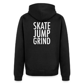 Skate Jump Grind - Unisex Premium Bio Zip Hoodie - Schwarz - Hinten - Nico (187cm)