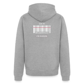 Say funny party gift bar code irony - Unisex Premium Organic Zip Hoodie - heather grey - Back - Nico (187cm)