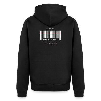 Say funny party gift bar code irony - Unisex Premium Organic Zip Hoodie - black - Back - Nico (187cm)