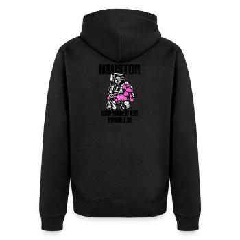Houston wir haben ein Problem - Unisex Premium Bio Zip Hoodie - Schwarz - Hinten - Nico (187cm)