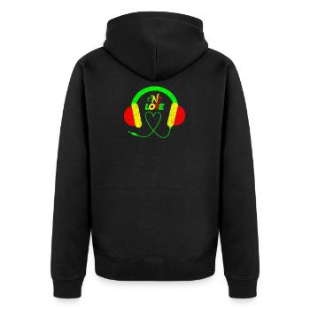 One Love Reggae - Unisex Premium Bio Zip Hoodie - Schwarz - Hinten - Nico (187cm)