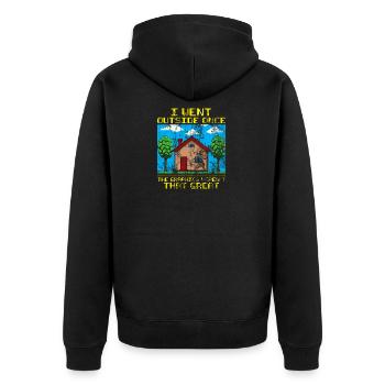Ich ging nach draußen, Grafik war nicht sehr verzweifelt - Unisex Premium Bio Zip Hoodie - Schwarz - Hinten - Nico (187cm)
