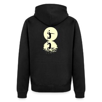 Moon Volleyball T-Shirt - Unisex Premium Bio Zip Hoodie - Schwarz - Hinten - Nico (187cm)