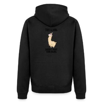 Lama Drama - Unisex Premium Bio Zip Hoodie - Schwarz - Hinten - Nico (187cm)