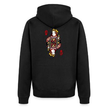 Herz Dame Poker Karte Halloween Kostüm lustig - Unisex Premium Bio Zip Hoodie - Schwarz - Hinten - Nico (187cm)
