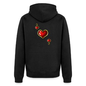 Herz Ass Poker Karte Halloween Kostüm lustig - Unisex Premium Bio Zip Hoodie - Schwarz - Hinten - Nico (187cm)