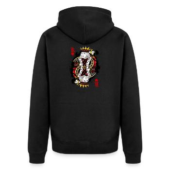 Herz König Poker Karte Halloween Kostüm lustig - Unisex Premium Bio Zip Hoodie - Schwarz - Hinten - Nico (187cm)
