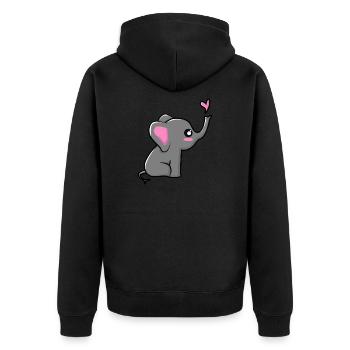 Elephant with hearts - Unisex Premium Organic Zip Hoodie - black - Back - Nico (187cm)