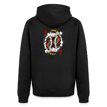 Herz König Poker Karte Halloween Kostüm lustig - Unisex Premium Bio Zip Hoodie - Schwarz - Hinten - Nico (187cm)
