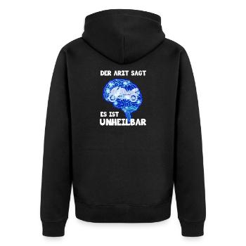 The doctor says motorbike - Unisex Premium Organic Zip Hoodie - black - Back - Nico (187cm)