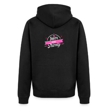 30. Geburtstag Dreißig und durstige Feier - Unisex Premium Bio Zip Hoodie - Schwarz - Hinten - Nico (187cm)