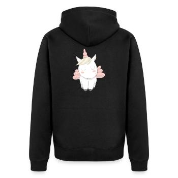 UNICORN - Unisex Premium Organic Zip Hoodie - black - Back - Nico (187cm)