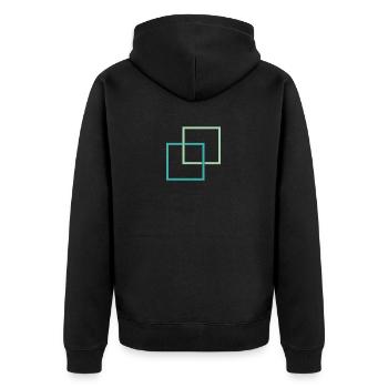 Geometrische Formen Vierecke - Unisex Premium Bio Zip Hoodie - Schwarz - Hinten - Nico (187cm)