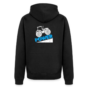 Traktor Kraft Geschenk Kindergarten Kinder - Unisex Premium Bio Zip Hoodie - Schwarz - Hinten - Nico (187cm)