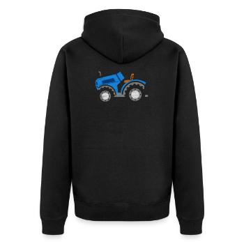Traktor Kinder Illustration Geschenk Weihnachten - Unisex Premium Bio Zip Hoodie - Schwarz - Hinten - Nico (187cm)