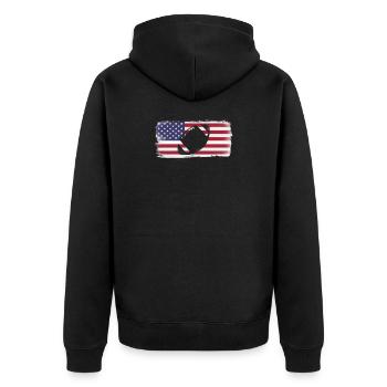 American Flag Football - Unisex Premium Organic Zip Hoodie - black - Back - Nico (187cm)