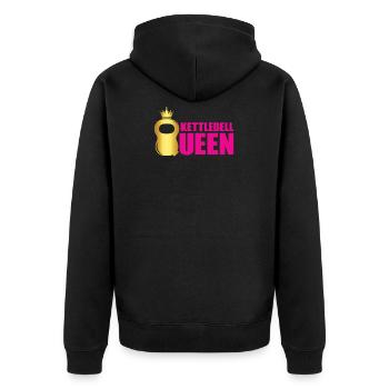 Kettlebell Queen Swing Fitness Gym Training - Unisex Premium Bio Zip Hoodie - Schwarz - Hinten - Nico (187cm)